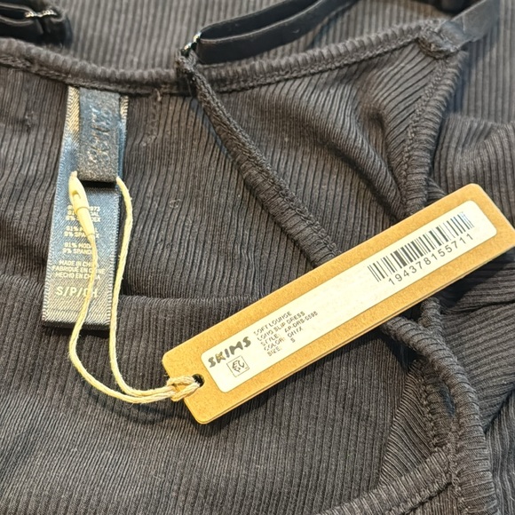 Skims | Long Slip Dress Ribbed in Onyx Black Size S Small - Picture 9 of 12